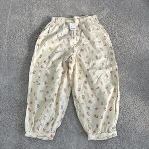 Free People Cream Floral Barrel Pant XS